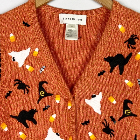 Susan Bristol Orange Halloween Sweater 